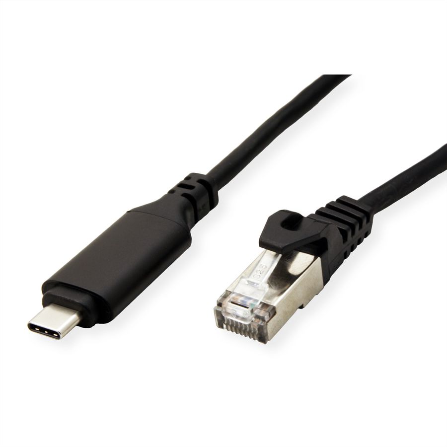 ROLINE USB-C zu Gigabit Ethernet Konverterkabel, schwarz, 2 m