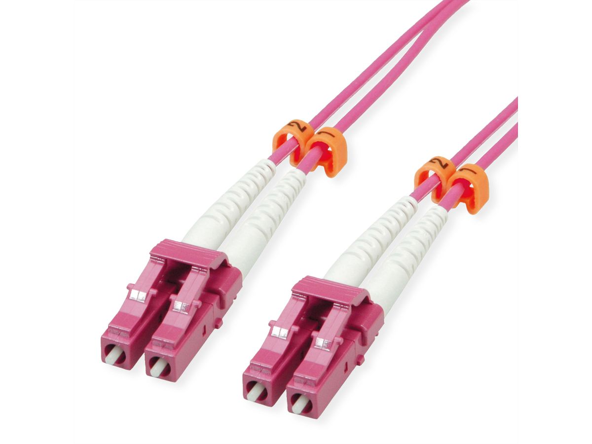 VALUE LWL-Kabel 50/125µm OM4, LC/LC, Low-Loss-Stecker, violett, 15 m