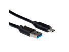 ROLINE RM USB 3.2 Gen 1 Kabel, A-C, ST/ST, schwarz, 0,5 m