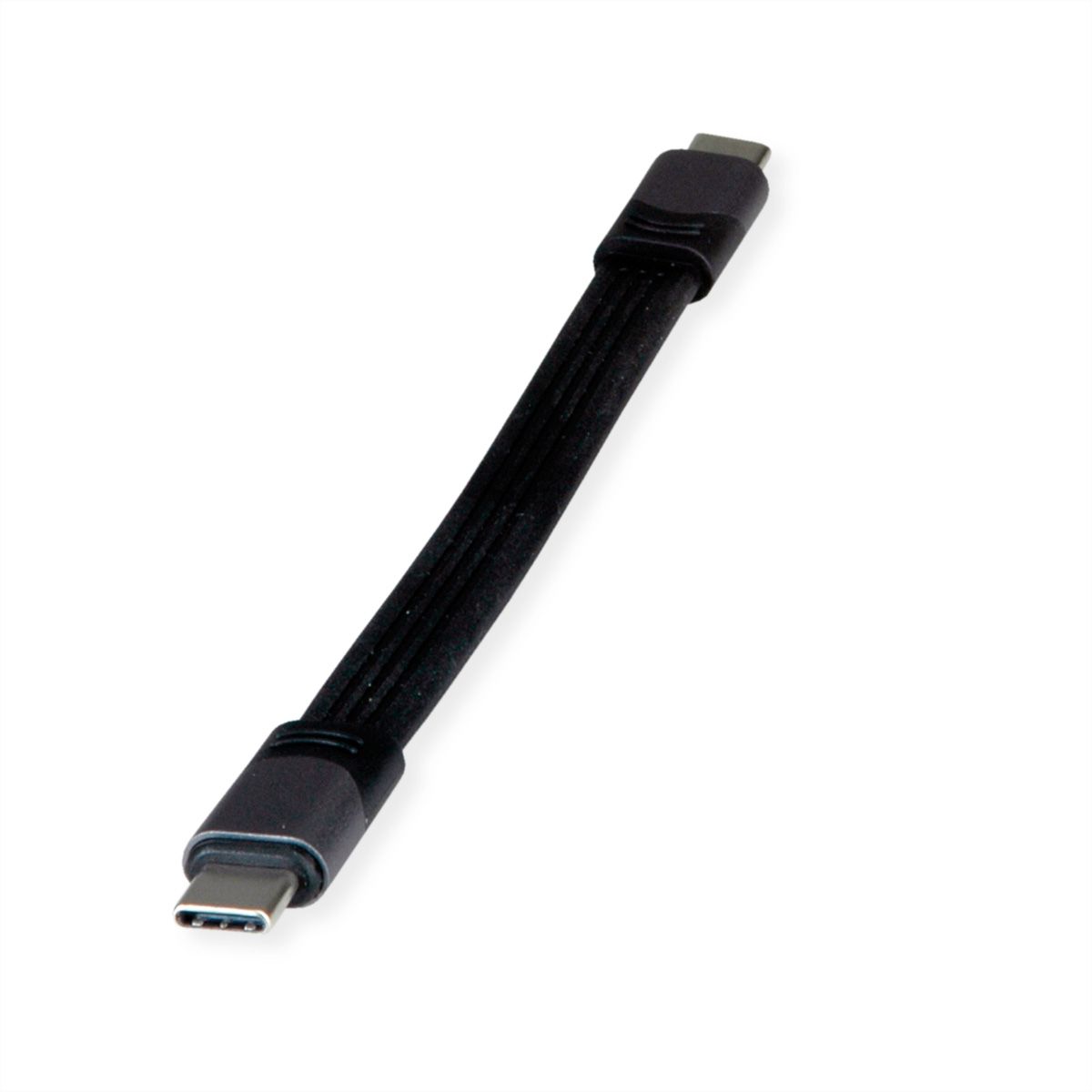 ROLINE USB4 Gen3x2 Kabel, USB C-C, ST/ST, 8K UHD-2, 40Gbit/s, 100W, extra-flach, schwarz, 15 cm