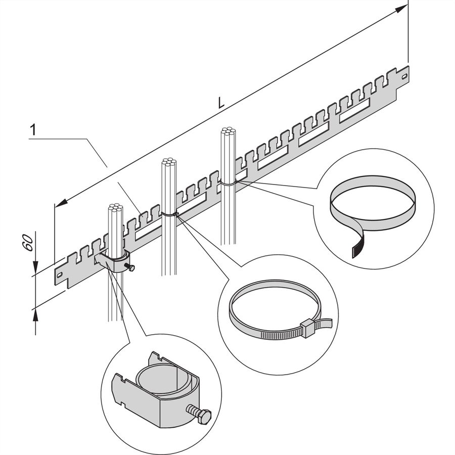 SCHROFF Kabelabfangschiene für die Schranktiefe - KABELABFANGSCHIENE 800T(2X)