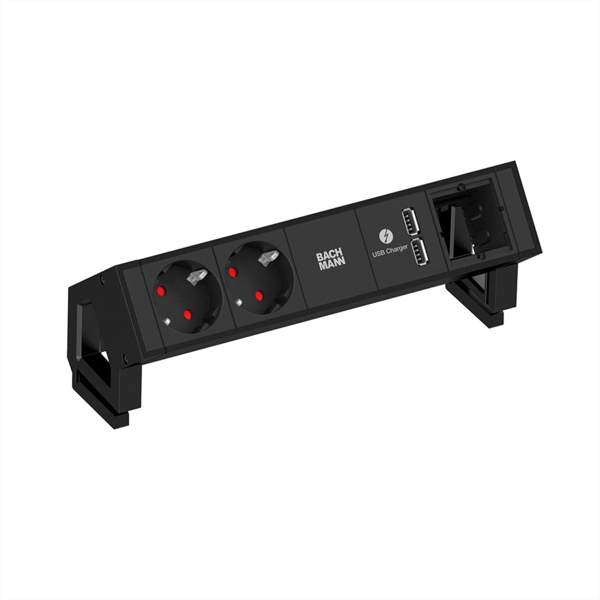 BACHMANN DESK2 2x Schutzkontakt 1x USB-Charger 1x ABD, schwarz