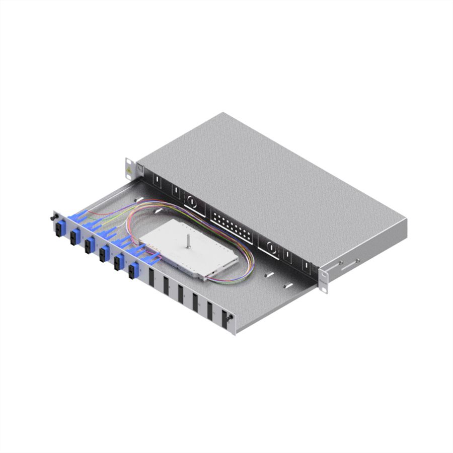 EasyLan LWL-Spleißbox Grade C 19-Zoll 1HE, 12 Ports, 6x SC-Duplex, OS2