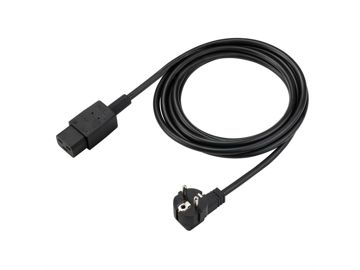 BACHMANN Netzkabel Schutzkontakt - IEC320-C19 16A/250V, unverpackt, schwarz, 3 m