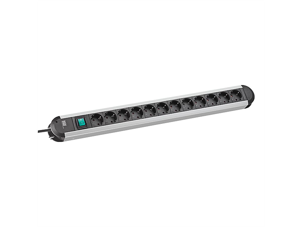 BACHMANN Steckdosenleiste ALU 12fach, 45°, mit Schalter, 1,75m