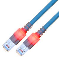 EasyLan DualBoot LED Patchkabel RJ45 S/FTP Cat.6 (Class E), mit saCon Stecker, LSOH, blau, 0,5 m