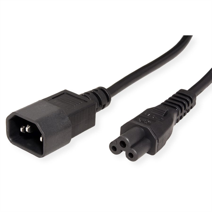 VALUE Netzkabel IEC320/C14 Stecker - C5 Buchse, schwarz, 1,8 m