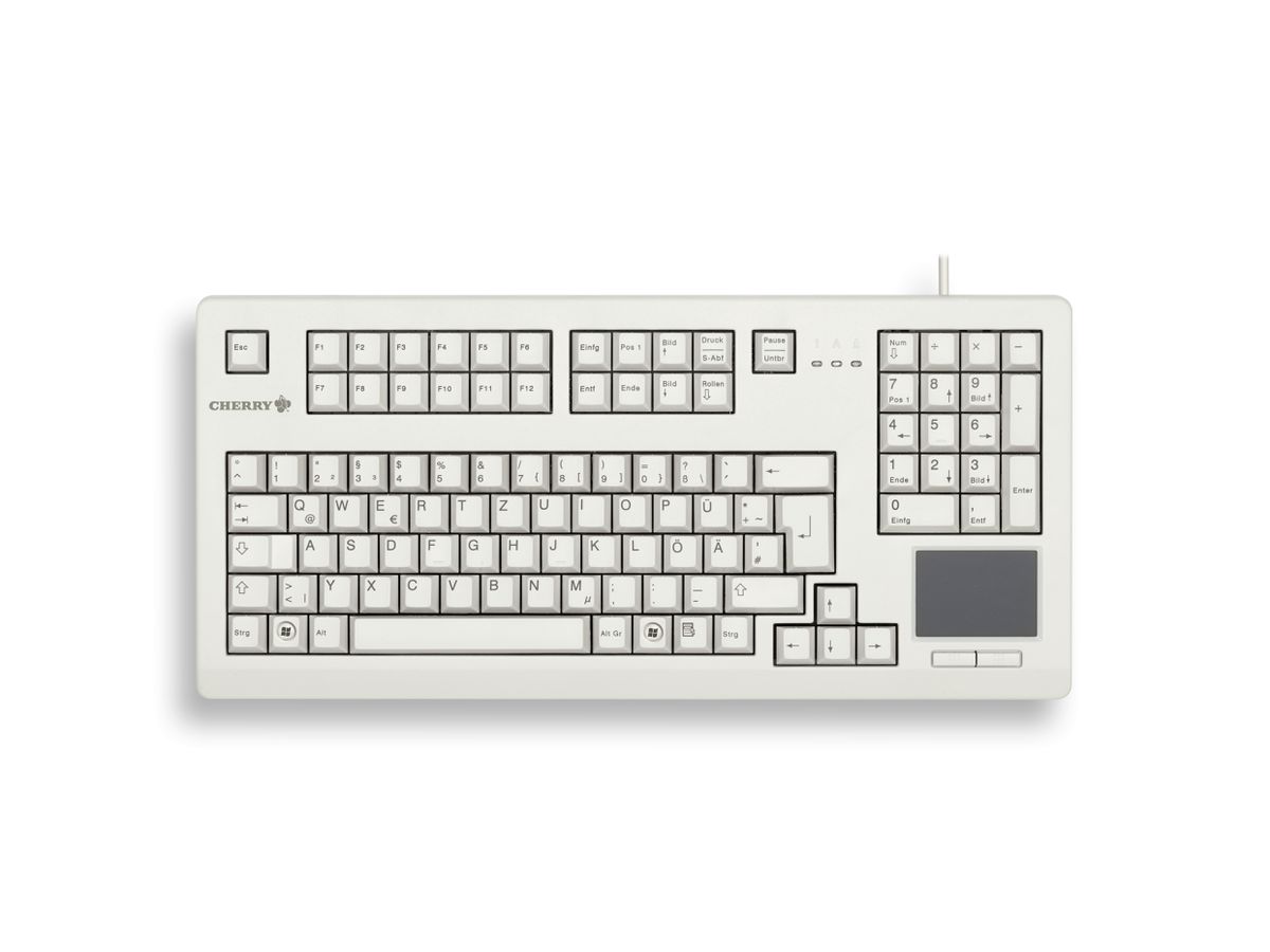 CHERRY TouchBoard G80-11900 Kabelgebundene Tastatur mit Touchpad, Hell Grau, USB (QWERTZ - DE)