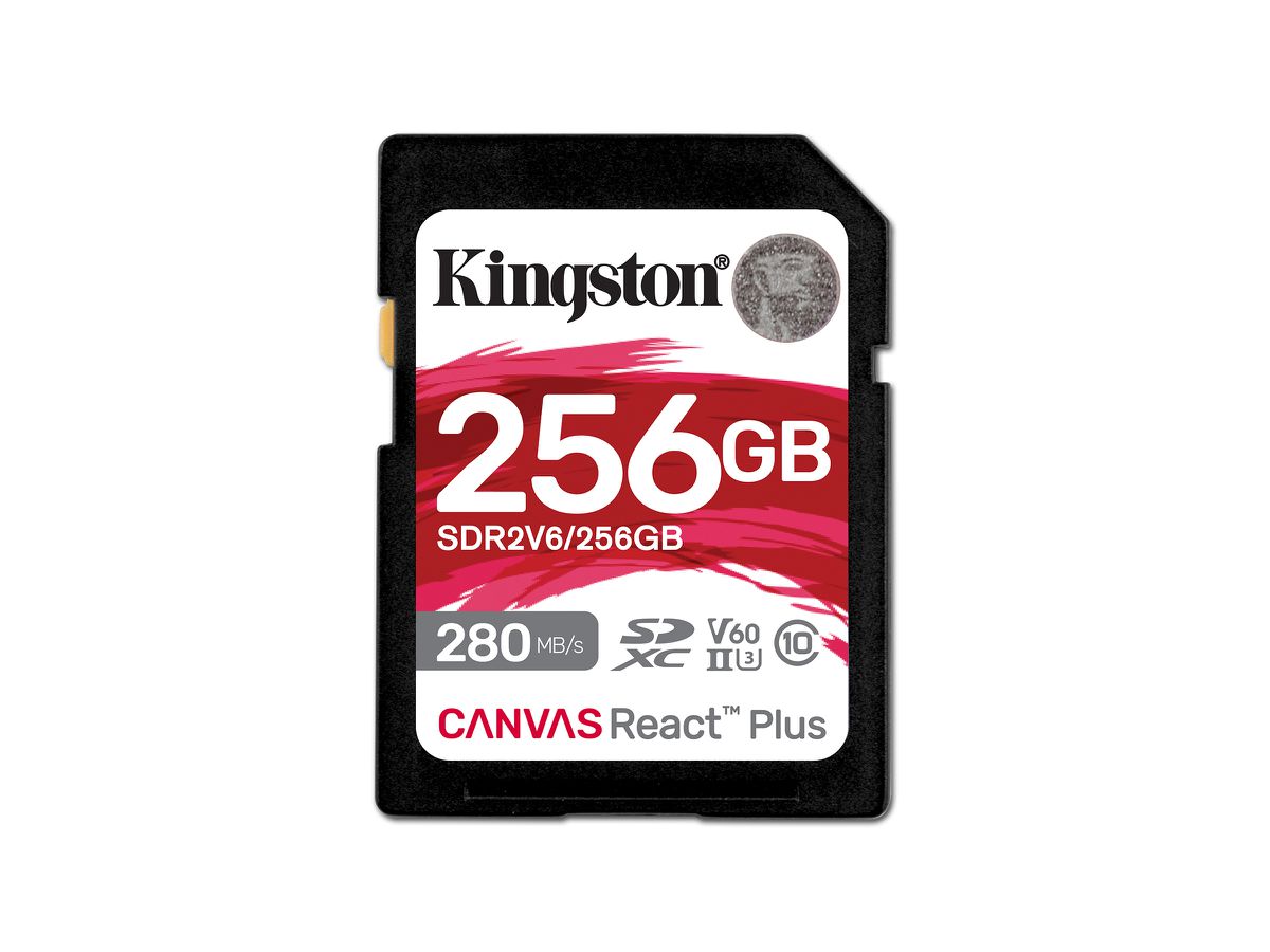 Kingston Technology 256GB Canvas React Plus SDXC UHS-II 280R/150W U3 V60 for Full HD/4K