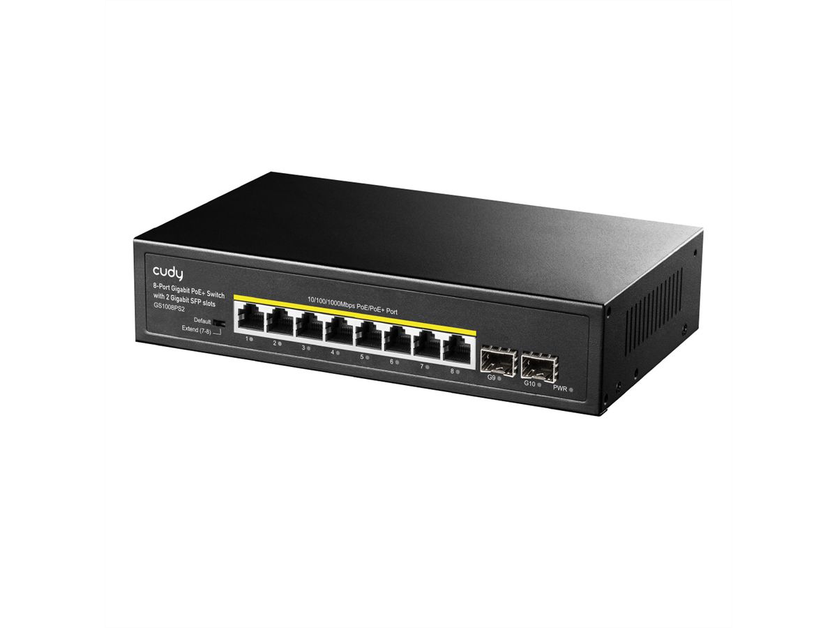 CUDY GS1008PS2 8-Port Gigabit Switch PoE+ mit 2x Gigabit SFP 120W
