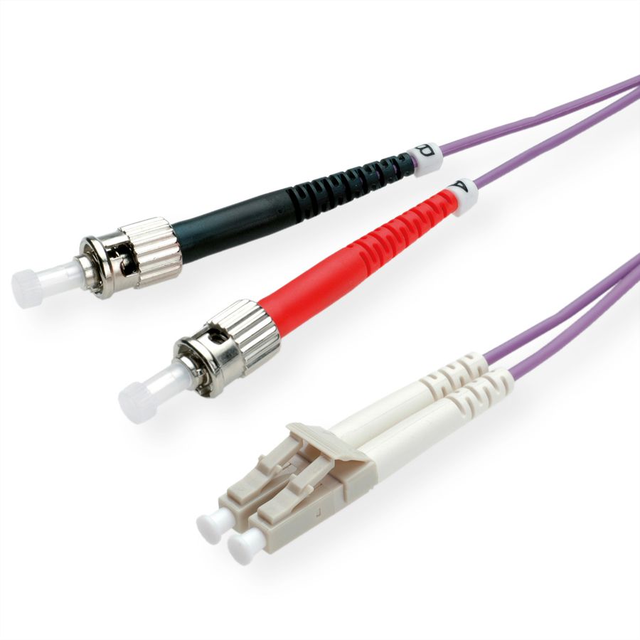 ROLINE LWL-Kabel 50/125µm OM4, LC/ST, violett, 0,5 m