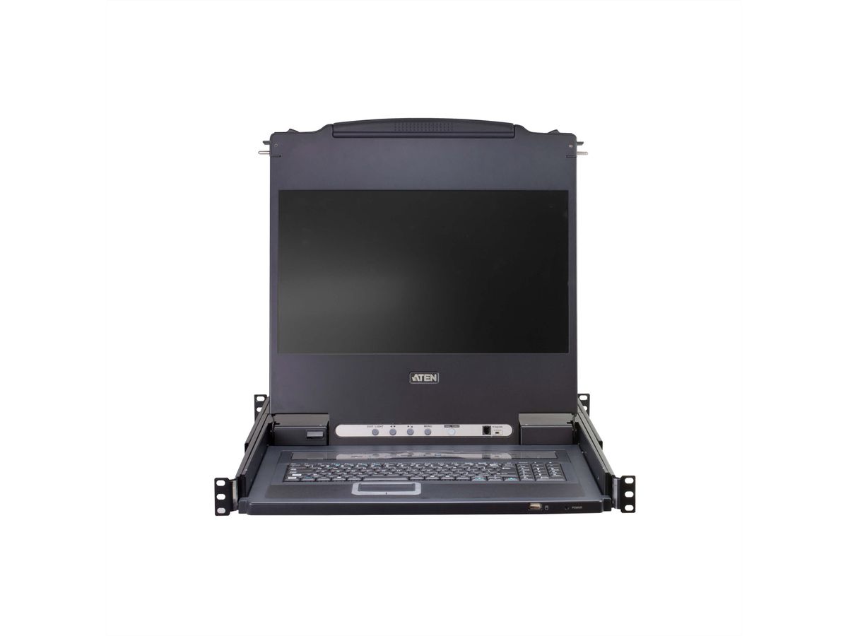 ATEN CL5708MW 43cm wide LCD KVM Switch, USB-PS/2,VGA, 8 Port, US-Layout
