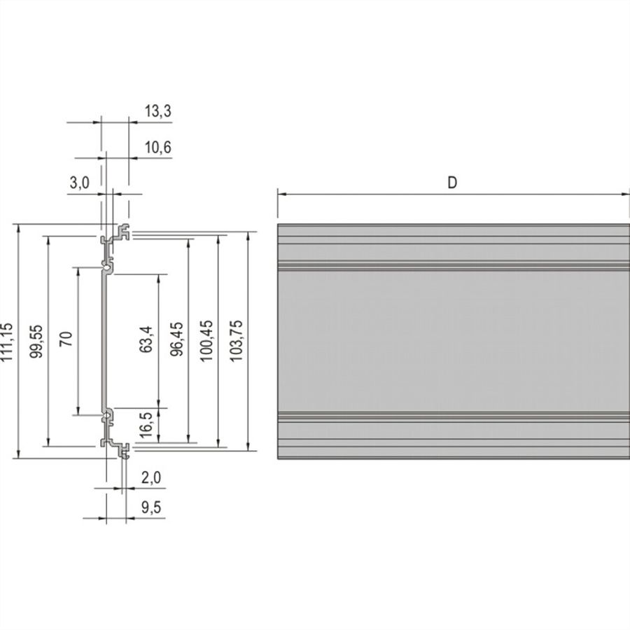 SCHROFF Seitenwandprofil - KAS SEITENWAND 3HE 227T