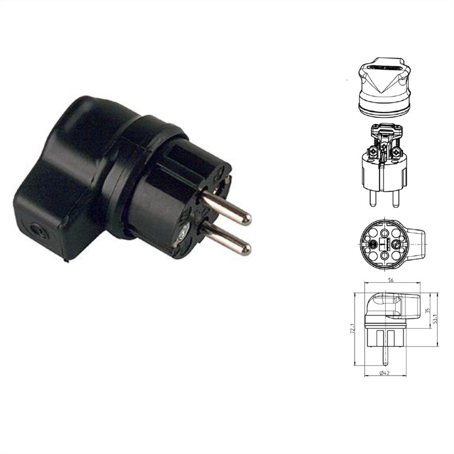 BACHMANN Vollgummi-Winkelstecker, schwarz belg./franz.