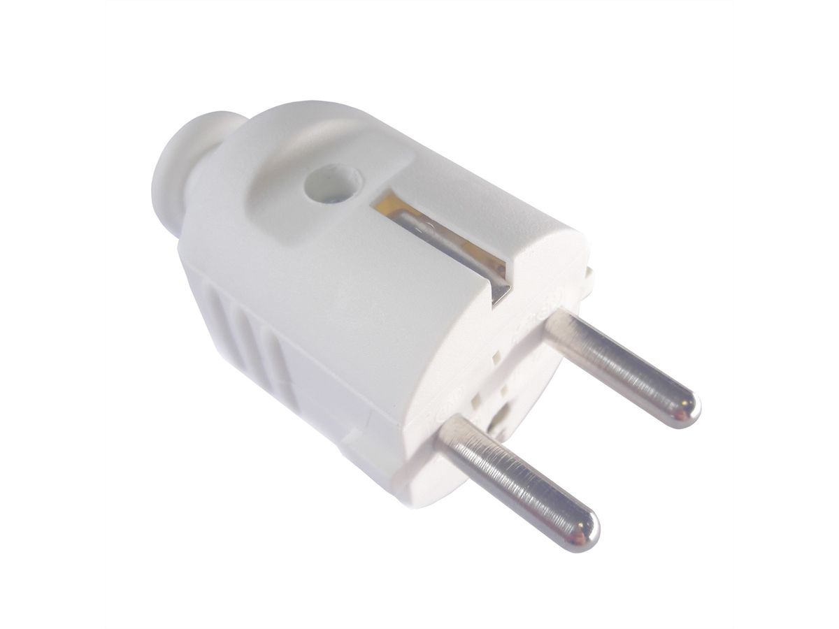 BACHMANN Schutzkontaktstecker, zentral weiß bruchfest montierbar