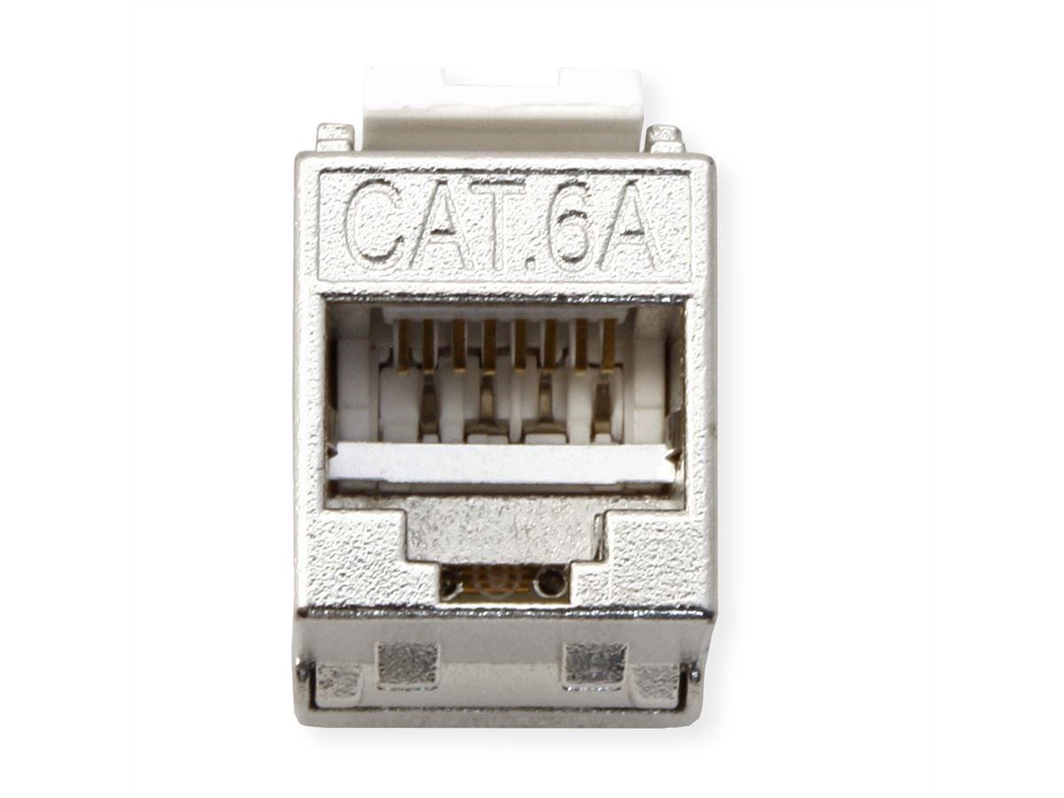 ROLINE Kat.6A (Class EA) Keystone, geschirmt, werkzeuglos, SLIM, extra kurz, silberfarben