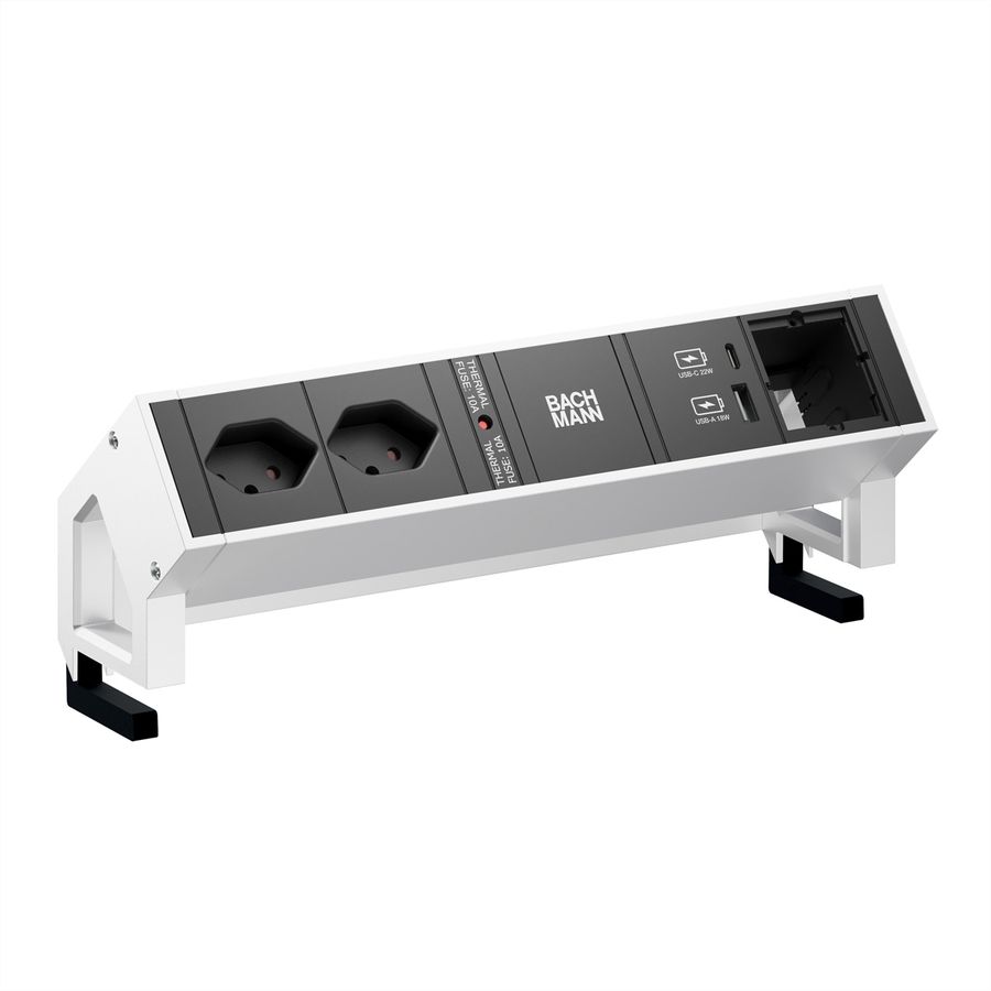 BACHMANN DESK2 2xCH 1xUSB A/C 22W 1xCM, 0,2m GST18 INOX Schweiz