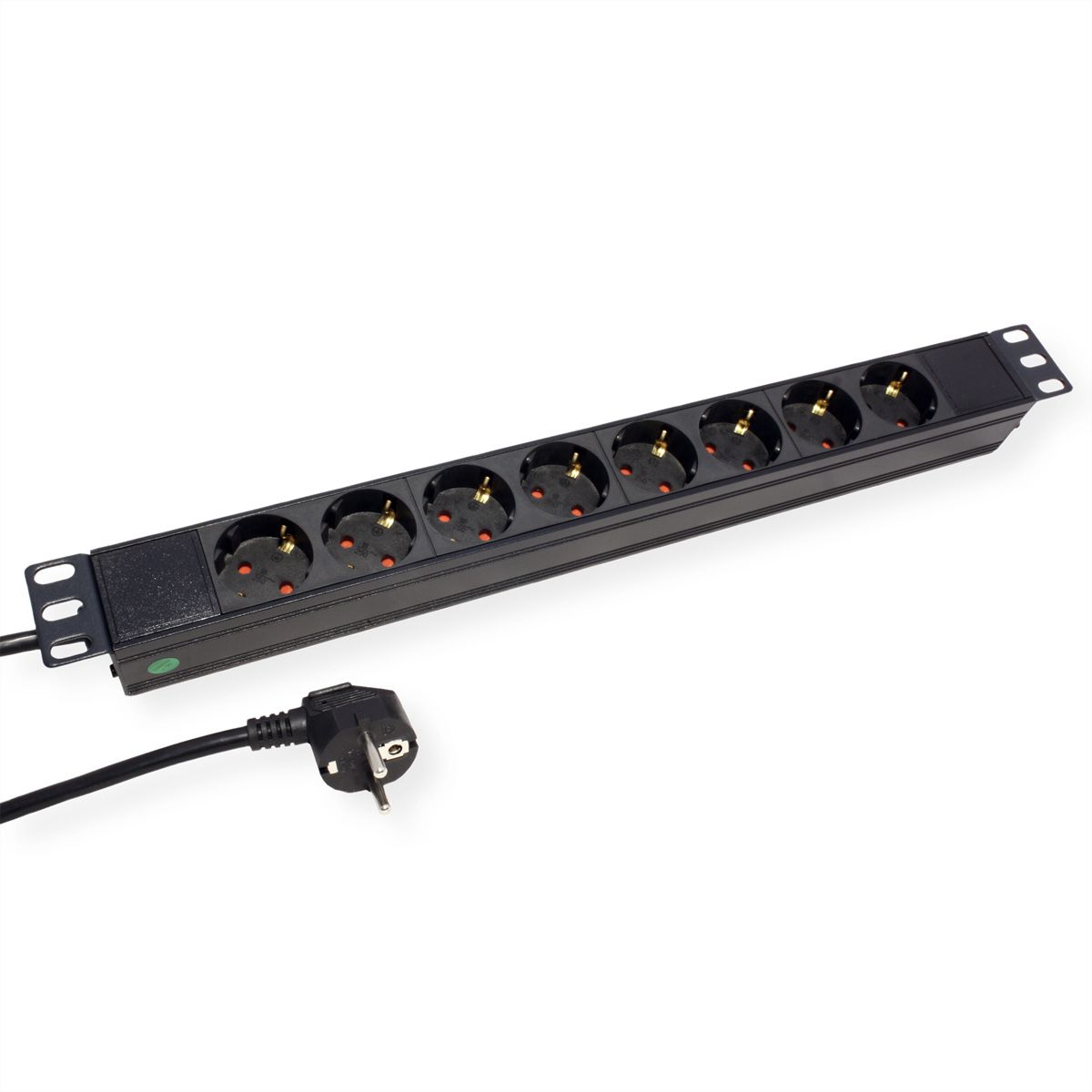VALUE 19-Zoll-Steckdosenleiste 8fach, 1 HE, Schutzkontakt-Stecker, 2,8 m