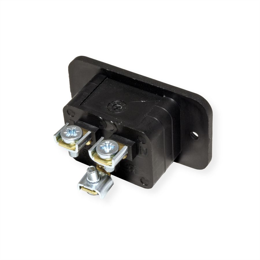 BACHMANN Kaltgeräteeinbaustecker IEC320 C20, schwarz, Thermoplast,Schraubanschluss