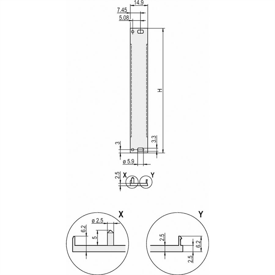 SCHROFF Frontplatten, U-Profil, schirmbar - TEILFRONTPLATTE 3HE 3TE