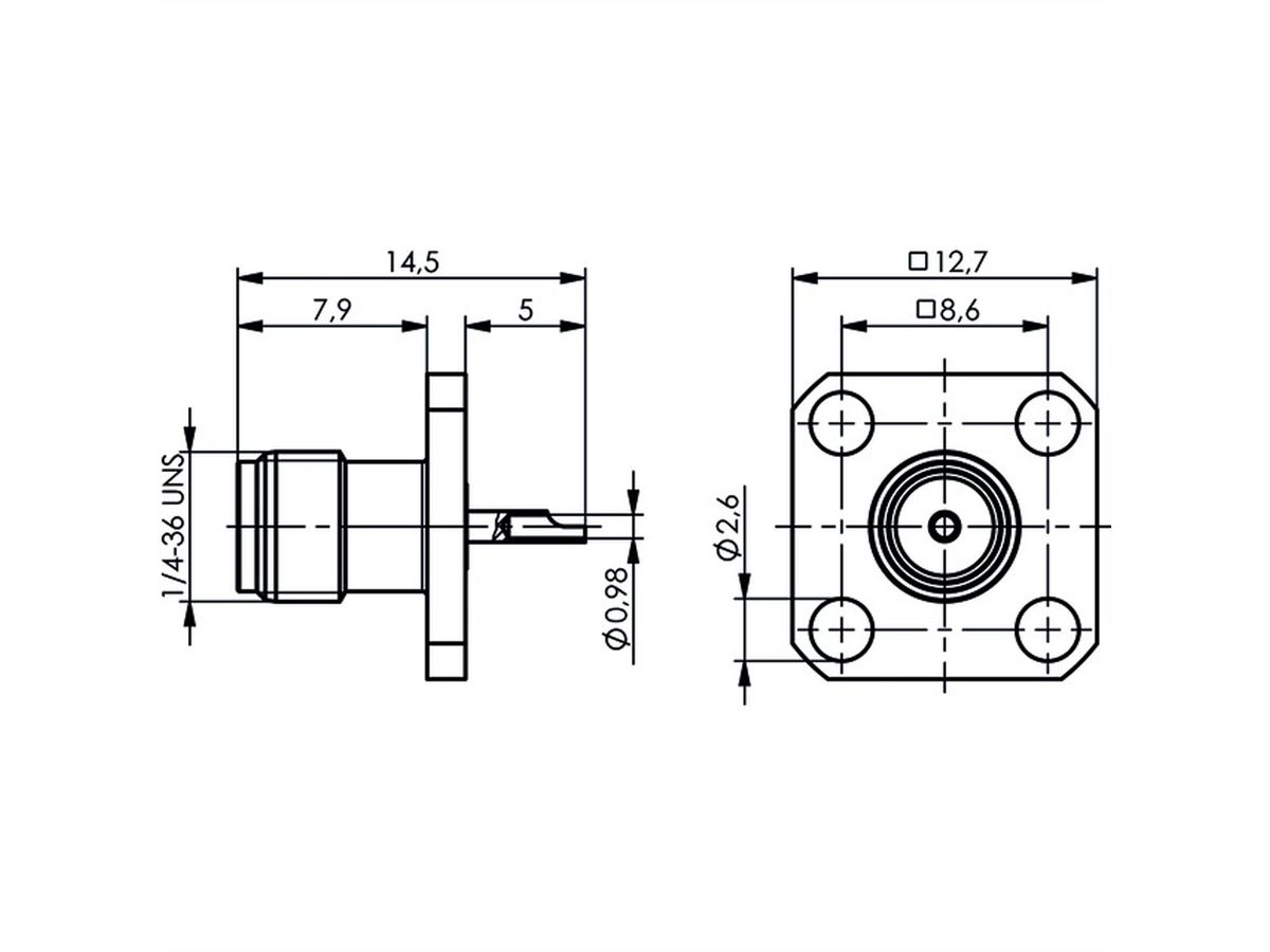 TELEGÄRTNER SMA-Einbaubuchse mit Flansch