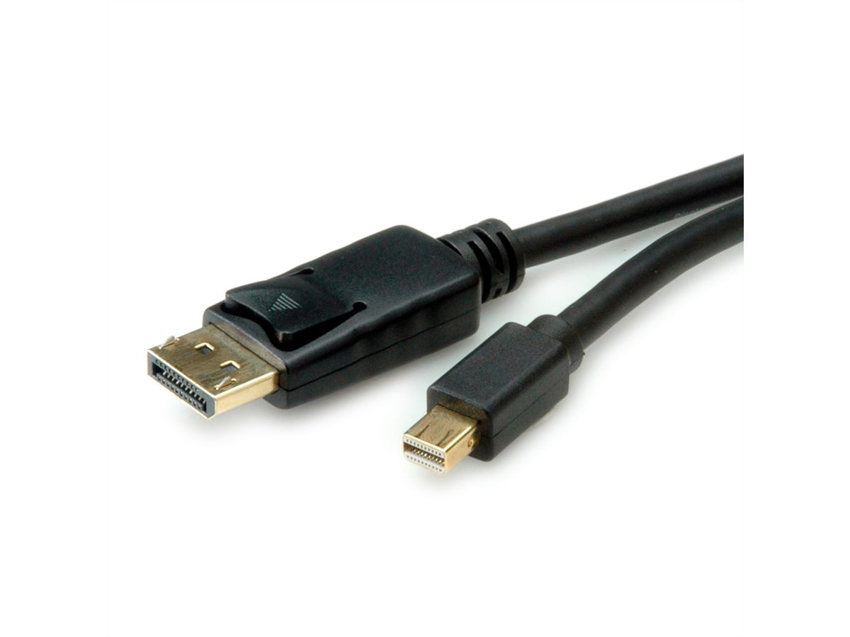 ROLINE Mini DisplayPort Kabel, v1.4, mDP - DP, ST - ST, schwarz, 1 m