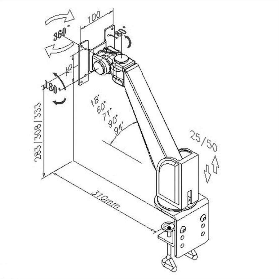 VALUE LCD-Monitorarm, Wand-/Tischmontage, bis 10 kg