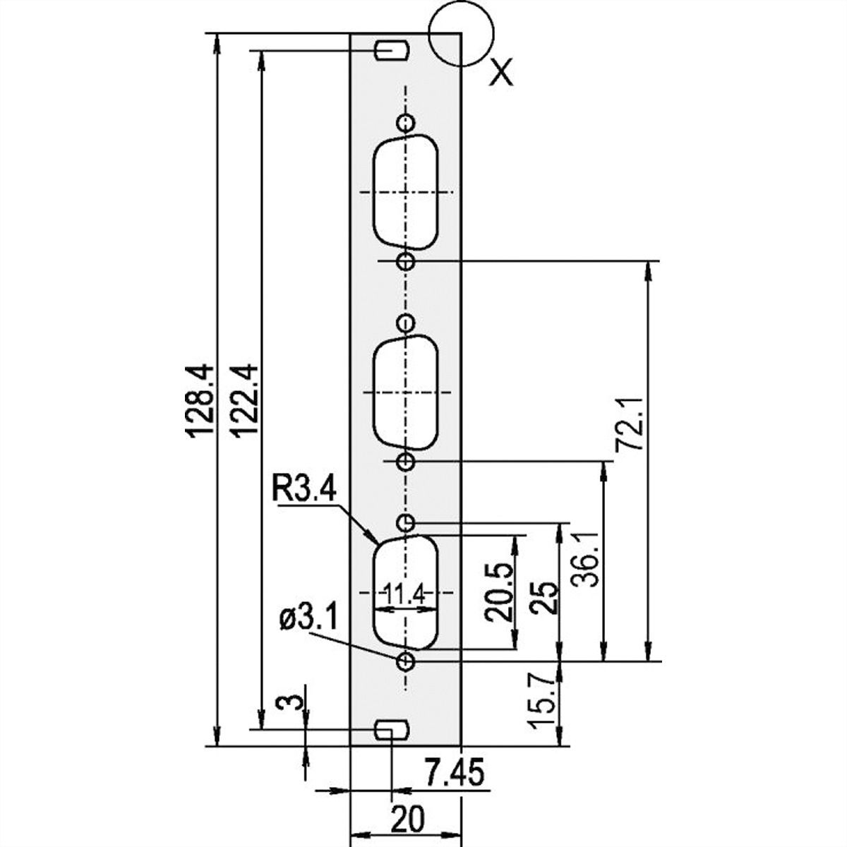 SCHROFF Frontplatten für D-Sub Steckverbinder - TEILFRPL.3HE 4TE 3X 9POL.EMC