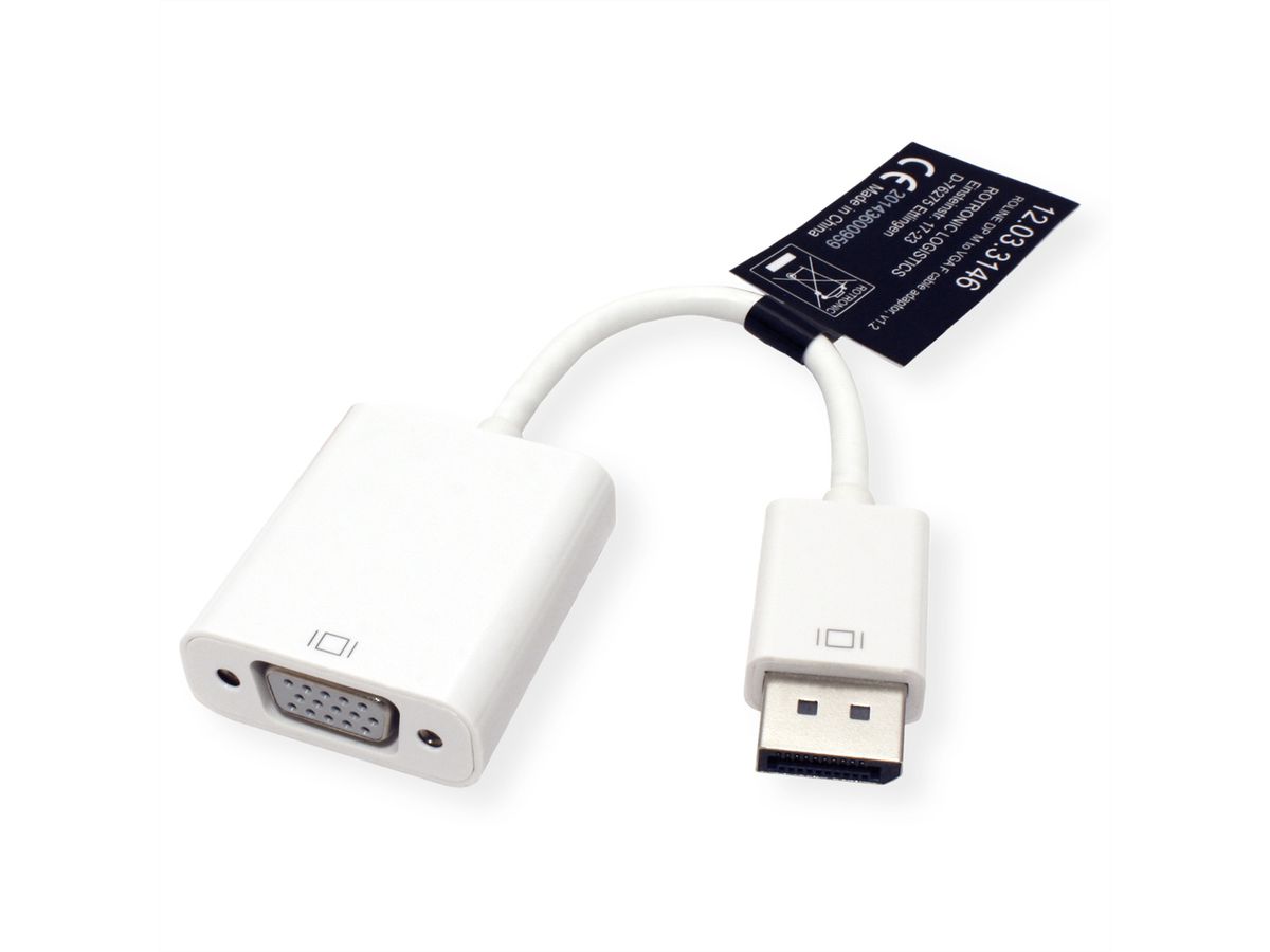 ROLINE DisplayPort-VGA Adapter, v1.2, DP ST - VGA BU, Aktiv