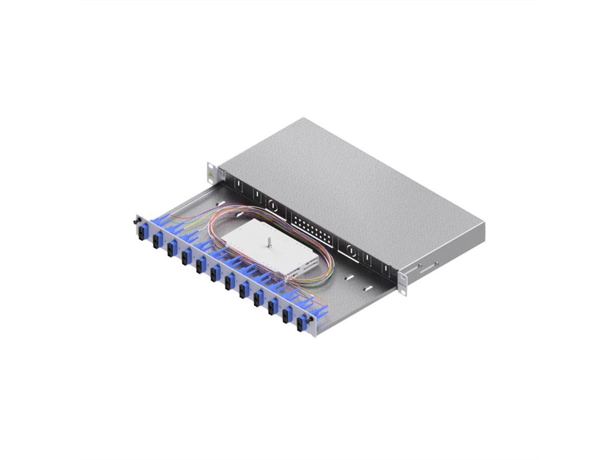 EasyLan LWL-Spleißbox Grade C 19-Zoll 1HE, 12 Ports, 12x SC-Duplex, OS2