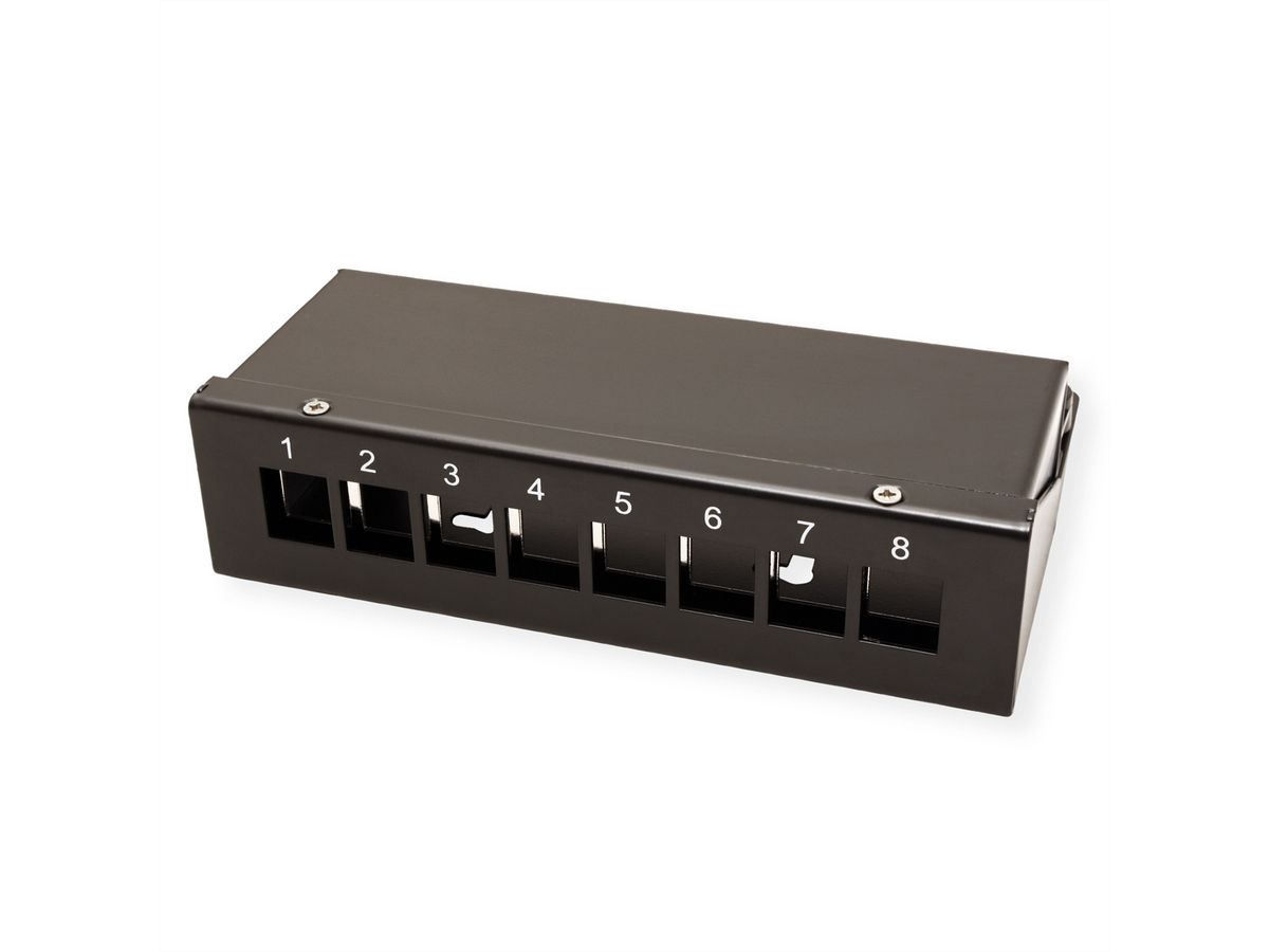 VALUE Keystone-Modulträger, 8-Port, schwarz