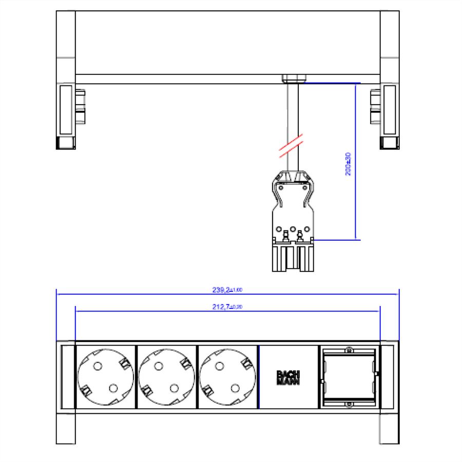 BACHMANN DESK2 3x Schutzkontakt 1x ABD GST18 Inox