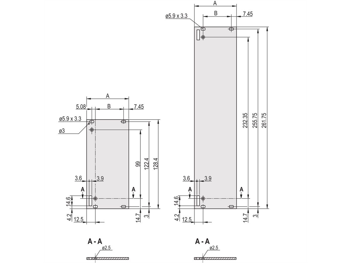 SCHROFF Frontplatte ungeschirmt für Steckbaugruppe mit Aushebegriff in Trapezform - FRONTPLAT.EMC 3HE 10TE EL/CR