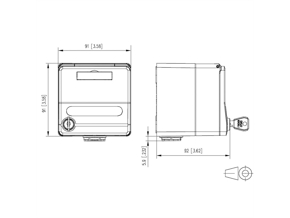 METZ CONNECT IP44 Modul-Aufputz-Gehäuse, Klappdeckel+Schloss, 2Ports unbestückt, grau