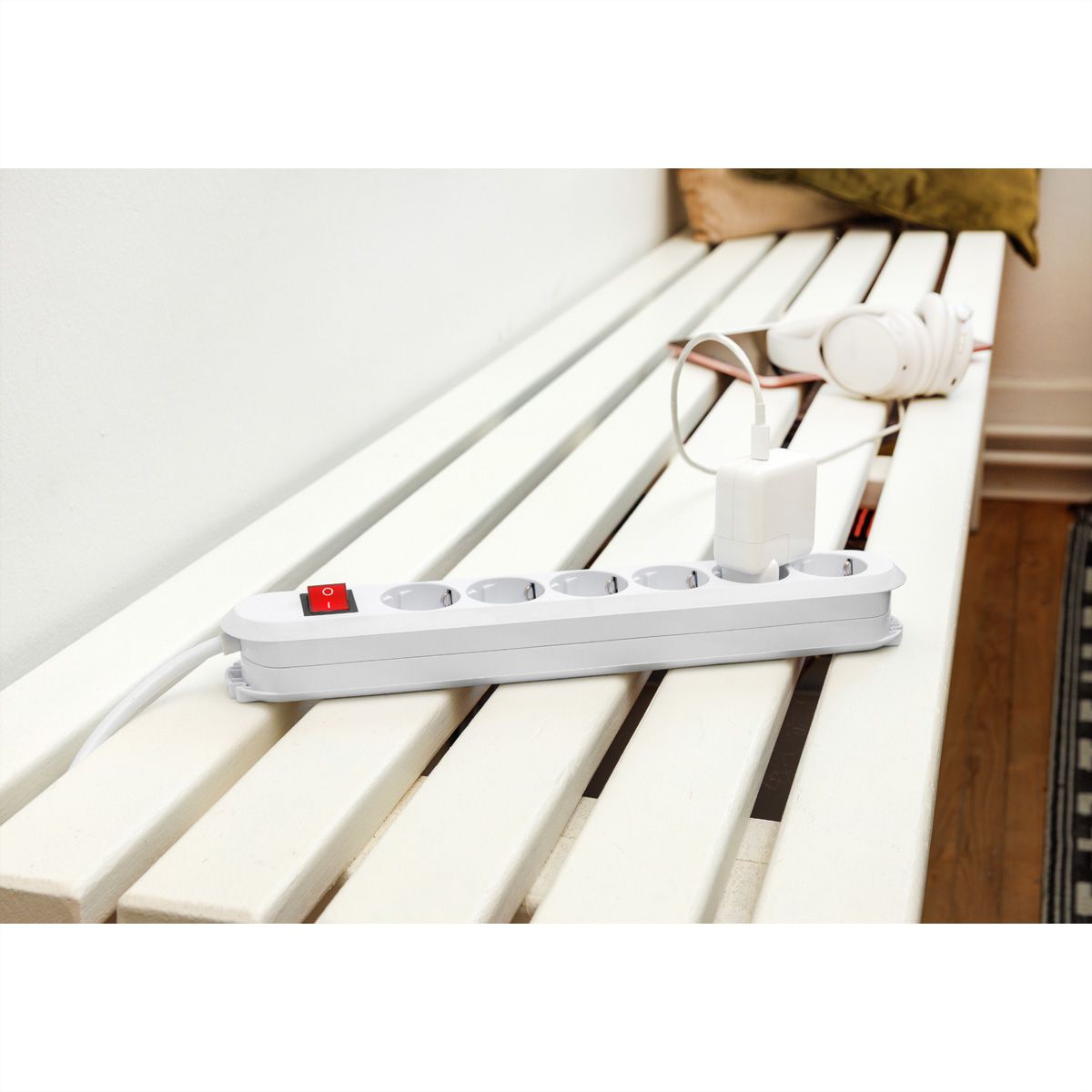 BACHMANN SMART Steckdosenleiste 6x Schutzkontakt, Schalter, weiß, 5 m