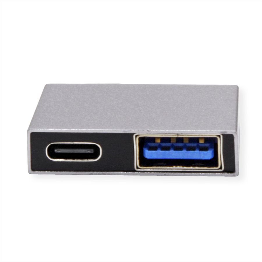 ROLINE USB 3.2 Gen 2 Adapter, 2x USB Typ C - 1x Typ A + 1x C, ST/BU, silberfarben