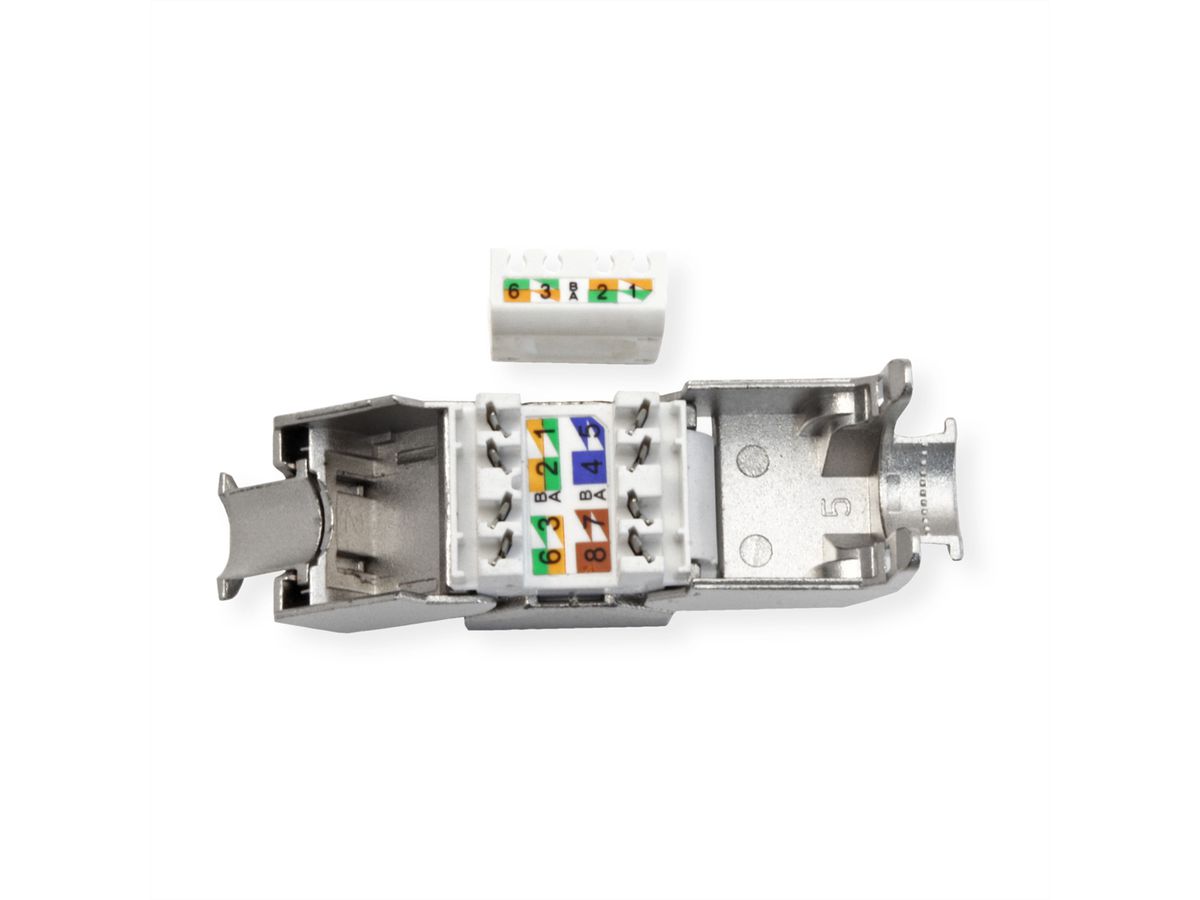 VALUE Kat.8 (Class I) Keystone, geschirmt, werkzeuglos, silberfarben