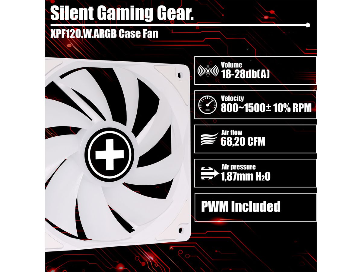 Xilence XPF120.W.ARGB 120mm PWM Gehäuselüfter, ARGB LED