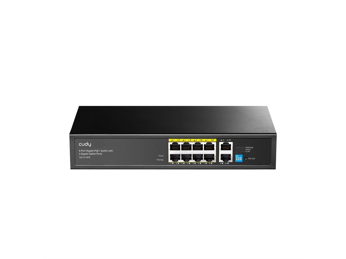 CUDY GS1010PE 8-Port Gigabit PoE+ Switch 2 Gigabit Uplink Ports 120W