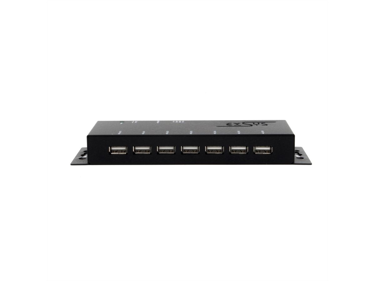 EXSYS EX-1177-2S USB 2.0 Hub mit 7 Ports 15KV ESD Überspannungs-Schutz