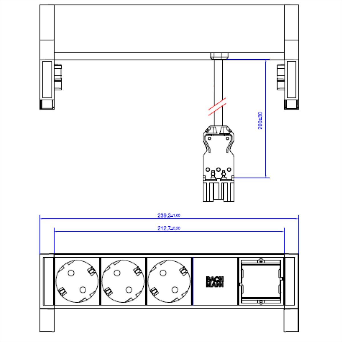 BACHMANN DESK2 3x Schutzkontakt 1x ABD GST18, weiß