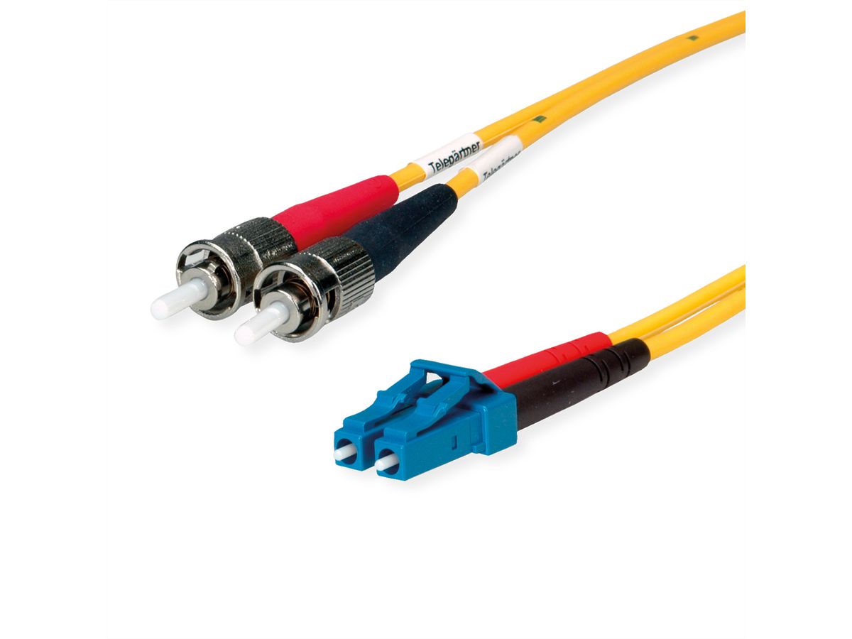 TELEGÄRTNER Duplex-Adapterkabel 9/125 OS2, 2x ST Stecker, 1x LC Duplex Stecker, gelb, 2 m