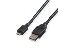 ROLINE USB 2.0 Kabel, USB A ST - Micro USB B ST, schwarz, 0,8 m