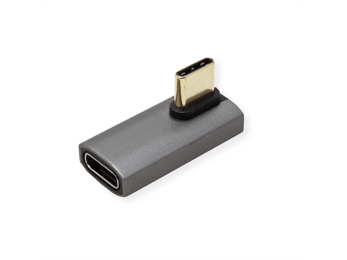 ROLINE USB4 Gen 3x2 Adapter Typ C ST/BU, Aluminium, 90°, gedreht, silberfarben