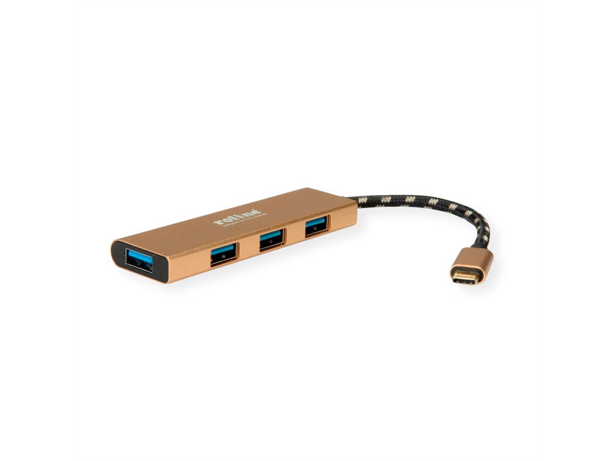 ROLINE GOLD USB 3.2 Gen 1 Hub, 4fach, Typ C Anschlusskabel
