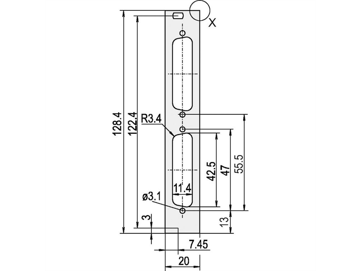 SCHROFF Frontplatten für D-Sub Steckverbinder - TEILFRONTPL.3HE 4TE 2X25 DC