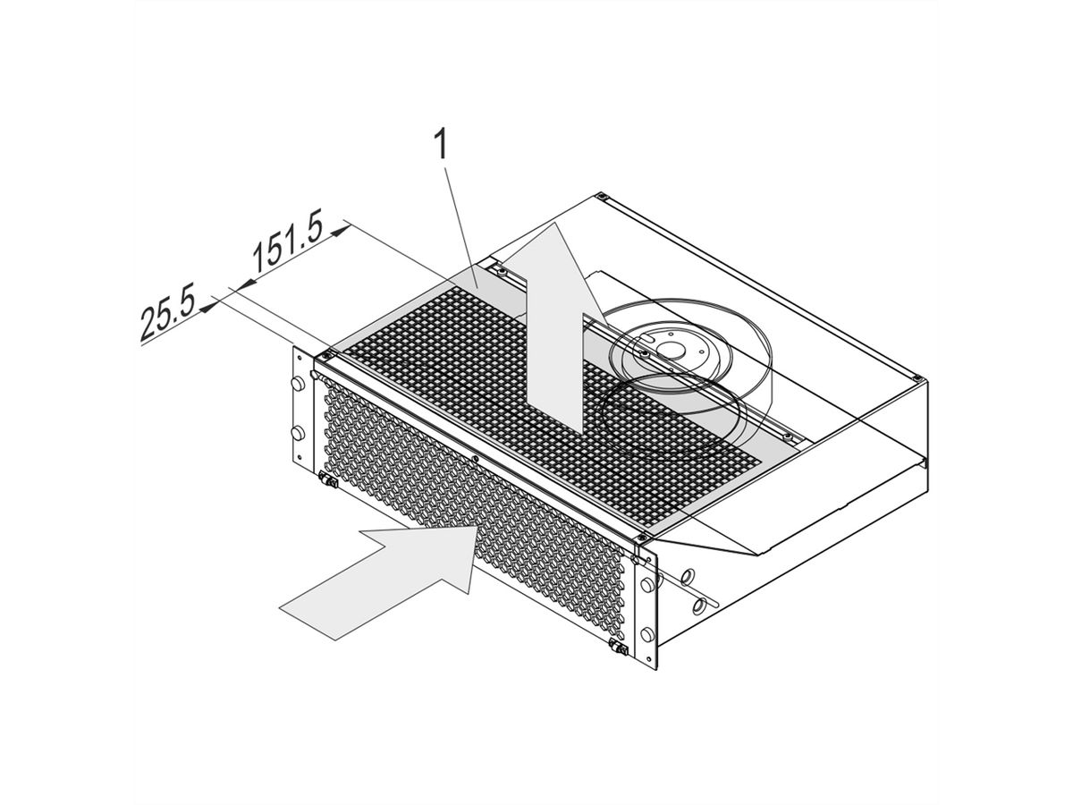 SCHROFF Lüftungsblech mit Schlauchanschlüssen, rückseitig, Aussendurchmesser 80 mm, St, 1 mm, Oberfläche AlZn