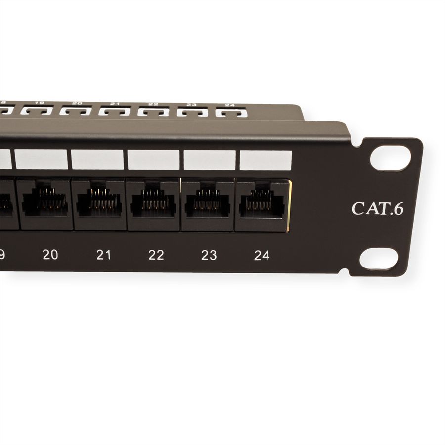 VALUE Cat.6 (Class E) 19-Zoll-Patchpanel, 24P, ungeschirmt, schwarz