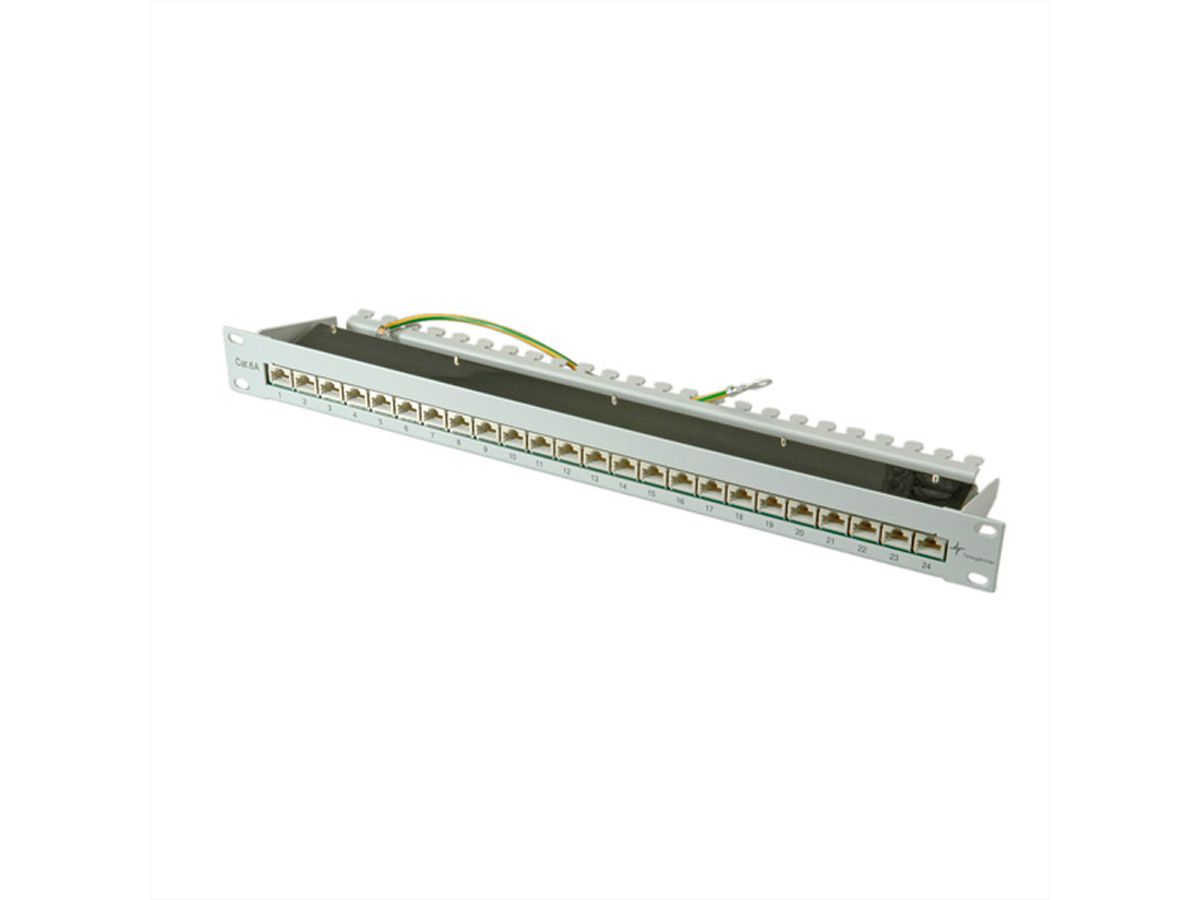 TELEGÄRTNER 19"-Verteiler MPP24 1 HE, Kat.6A (Class EA) (ISO/IEC), 24 Ports, grau