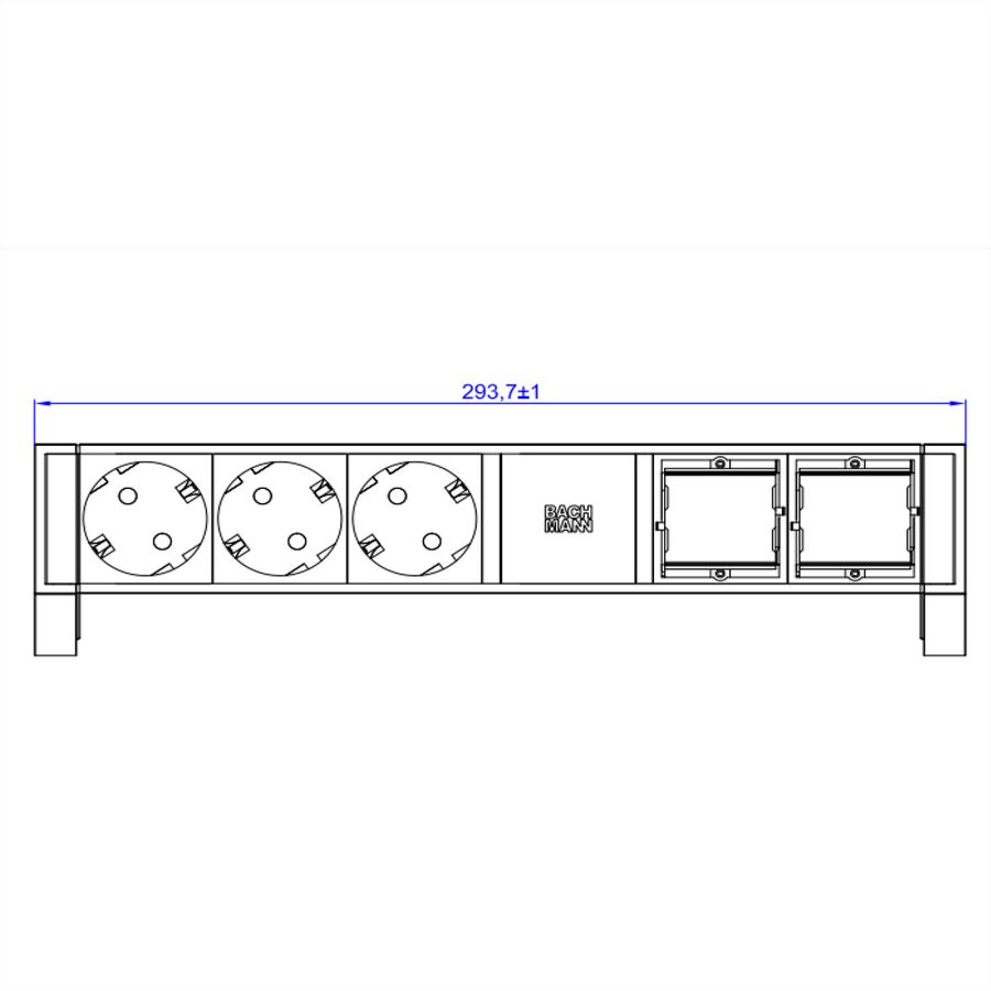 BACHMANN DESK2 3xCEE7/3 2xCM Strom 0,2m GST18 RAL9005